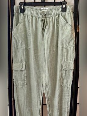 Nicole Miller Sage Green Cargo Jogger Pants